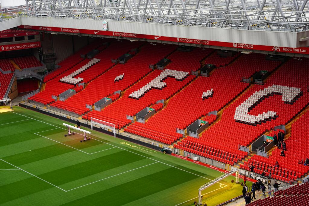anfield stadium seats with lfc letters